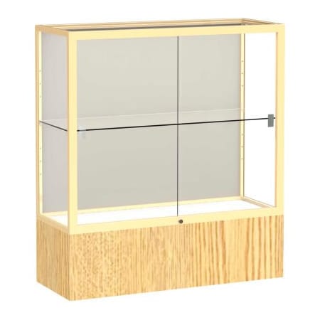 Waddell Display Case Of Ghent Reliant Counter Case, Plaque Back, Champagne Gold Frame, Light Oak Vinyl Base, 36"L x 40"H x 14"D 2281PB-GD-LV